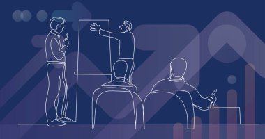 Sunu Toplantısı - bir çizgi çizme tartışırken iş arkadaşları