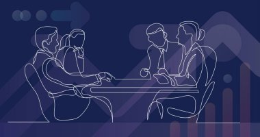 iş arkadaşları tartışma sırasında toplantı - bir çizgi çizme