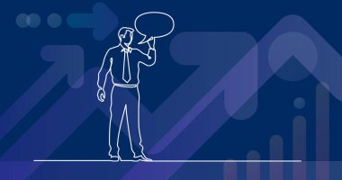 iş kavramı - onun görüş ifade işadamı, sürekli çizgi çizme