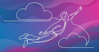 gökyüzünde uçan iş kişinin - sürekli çizgi çizme