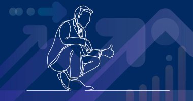 iş kişinin - jest yukarı gösterilen sürekli çizgi çizme