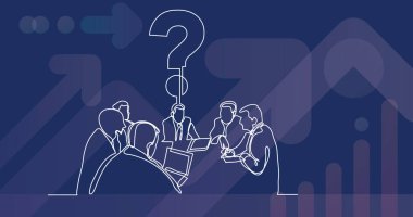 bir soru ile iş toplantı sürekli çizgi çizme