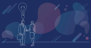 iş kişi fikri ile Toplantı sürekli çizgi çizme