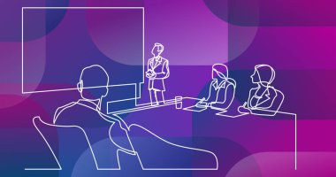 ekip içinde toplantı salonu ile iş sunum sürekli çizgi çizme