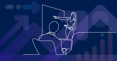 iş sunum toplantı salonunun içinde sürekli çizgi çizme