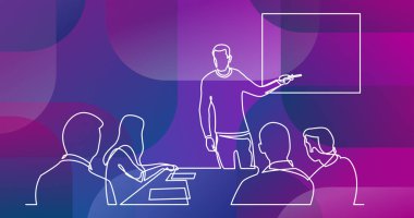 sürekli çizgi çizme perde takımı toplantı sırasında iş sunum