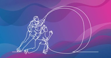 iş durumu - takım çabalar sürekli çizgi çizme