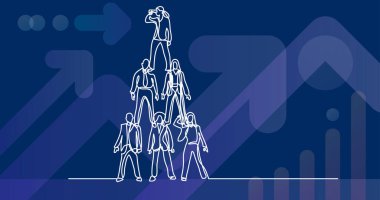 iş kavramı - iş takım birlikte ayakta sürekli çizgi çizme