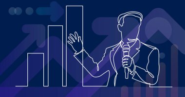 sunum iş - iş koçu artan grafik gösteren sürekli çizgi çizme