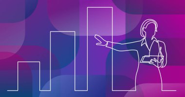 sunum iş - iş kadın eğitmen dosyasına işaret sürekli çizgi çizme