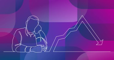 grafik azaltılarak oturan üzgün adam sürekli çizgi çizme