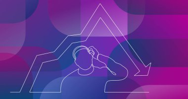 bir grafik azalan ile sinirli adam sürekli çizgi çizme