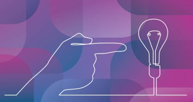 ampul veya fikir benzetme işaret eden el sürekli çizgi çizme