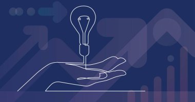 ampul veya fikir metafor gösteren el sürekli çizgi çizme