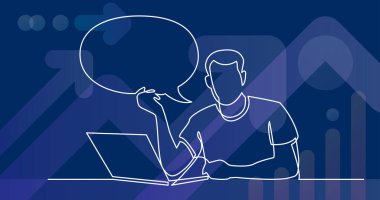 iş kavramı - onun görüş ifade adam sürekli çizgi çizme