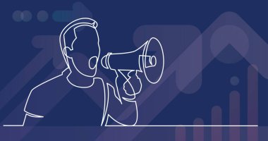 megafon üzerinde çığlık adamın sürekli çizgi çizme