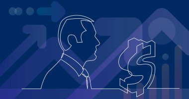 para - sürekli çizgi çizme hakkında düşünme işadamı