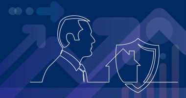 ev güvenlik - sürekli çizgi çizme hakkında düşünme işadamı