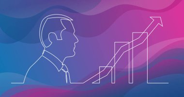 etkili iş Pazar grouth - sürekli çizgi çizme hakkında düşünme işadamı