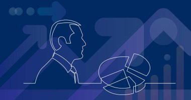 iş pasta grafiği - sürekli çizgi çizme hakkında düşünme işadamı