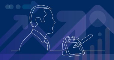 İş takvimi hakkında düşünen işadamlarının sürekli çizim çizimleri