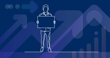 boş işaret tutan adamın bir çizgi çizme