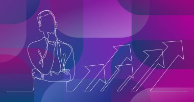 takım çalışması - sürekli çizgi çizme hakkında düşünme adam