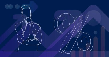 Mortgage faiz oranı - sürekli çizgi çizme hakkında düşünme adam