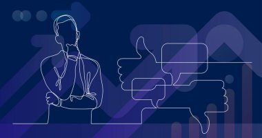 Sosyal medya - sürekli çizgi çizme tartışma düşünüyorum adam