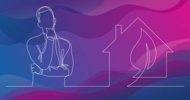 adam yeşil enerji ev - sürekli çizgi çizme hakkında düşünme