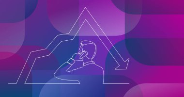 adamın üzerinde mobil pnone grafik azalan hakkında konuşurken sürekli çizgi çizme