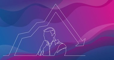 grafik azalan ile endişeli insanın sürekli çizgi çizme