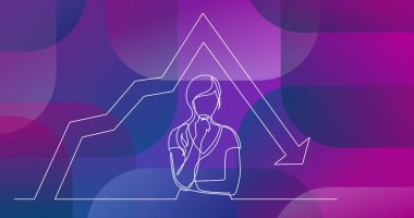 sürekli çizim için kadının grafik azalan hakkında düşünme karıştı