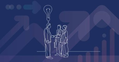 harika bir fikir ile 3 işadamlarından sürekli çizgi çizme