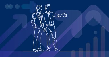 iş durumu - iki işadamları planları tartışırken sürekli çizgi çizme