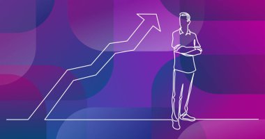 ayakta adam grafik büyüyen ile çapraz kolları olan sürekli çizgi çizme