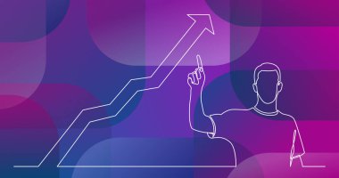 grafik büyüyen, parmakla duran adamın sürekli çizgi çizme