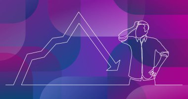 sürekli çizgi çizme duran adam grafik azalan ile karışık