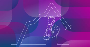 işadamı grafik azalan hakkında fazla düşünüp sürekli çizgi çizme