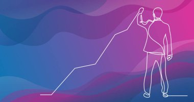 İş durumun - diyagramı çizme iş adamı ayakta sürekli çizgi çizme