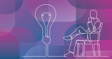 işadamı oturma düşünme fikir hakkında sürekli çizgi çizme