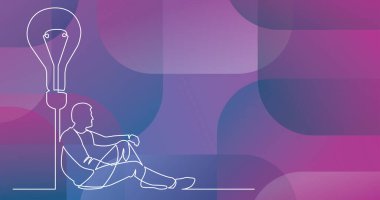 oturan adamın bazı fikir ile sürekli çizgi çizme