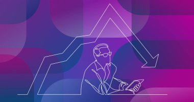 grafik azalan ile işadamı çözümleme sürekli çizgi çizme