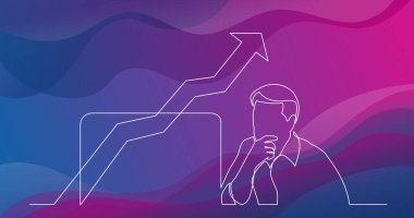 bilgisayar ekranında büyüyen grafik analiz ofis çalışanı, sürekli çizgi çizme