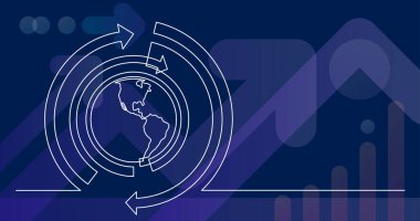 dönen oklar ile dünya gezegeninin sürekli çizgi çizim