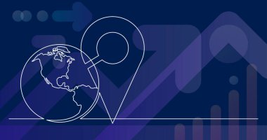 konum simgesi ile dünya gezegeninin sürekli çizgi çizimi