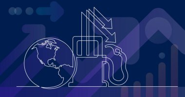 gaz düşük fiyatlar simgesi ile dünya gezegeninin sürekli çizgi çizim