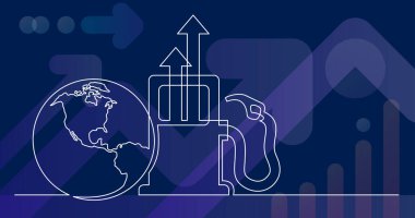 gaz yüksek fiyatlar simgesi ile dünya gezegeninin sürekli çizgi çizim