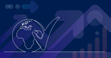 işaret simgesi işaretli dünya gezegeninin sürekli çizgi çizimi