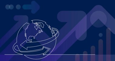 bağlantı okları ile dünya gezegeninin sürekli çizgi çizimi